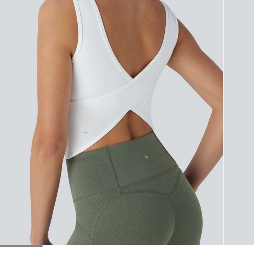 Halara White Cross-Back Top crop xs new with tags